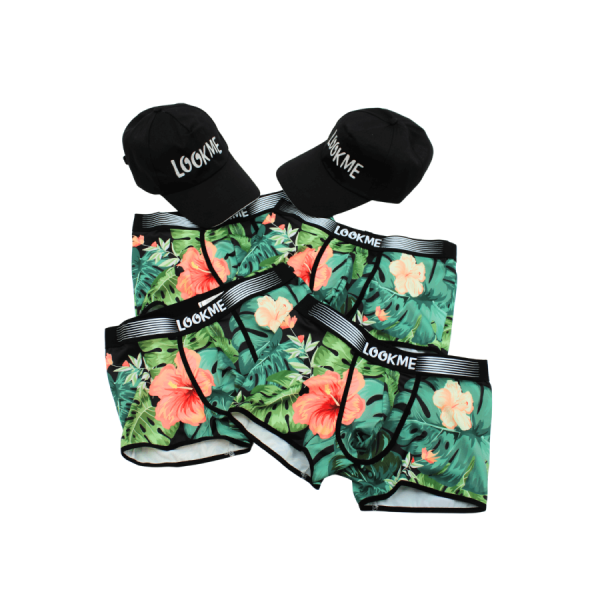Pack 4 Boxer LM2402-67ARO LOOKME + 2 Casquettes Offertes